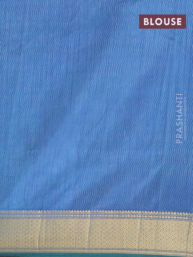 Semi tussar saree teal blue and dual shade of bluish green with allover patola weaves and zari woven border