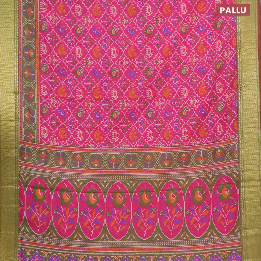Semi tussar saree pink and dual shade of greenish maroon with allover patola weaves and zari woven border