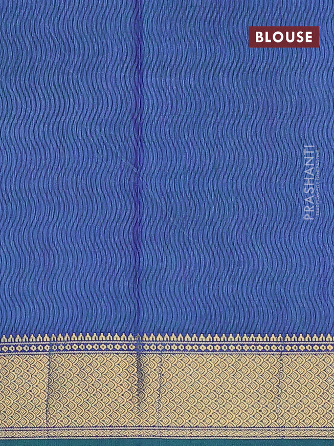 Semi tussar saree cs blue and dual shade of blue with allover ikat weaves and ikat woven zari border