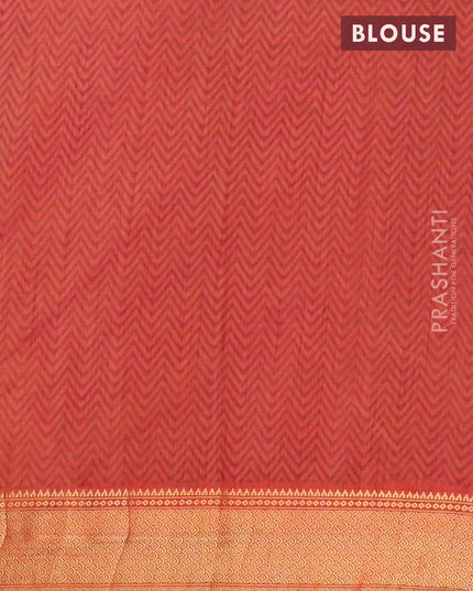 Semi tussar saree green shade and red shade with allover ikat weaves and ikat woven zari border