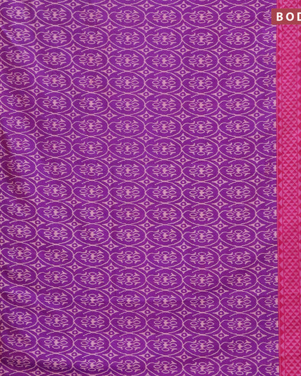 Semi tussar saree purple and pink with allover ikat weaves and zari woven border
