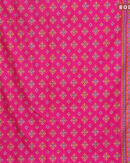 Semi tussar saree pink and dark mustard with allover geometric prints and zari woven border