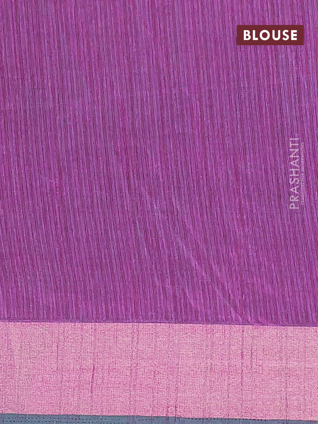 Semi tussar saree teal blue and purple with allover ikat weaves and zari woven border