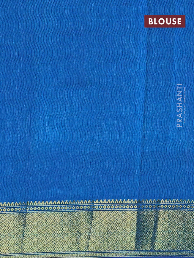 Semi tussar saree dark blue and teal blue with allover ikat weaves and zari woven border