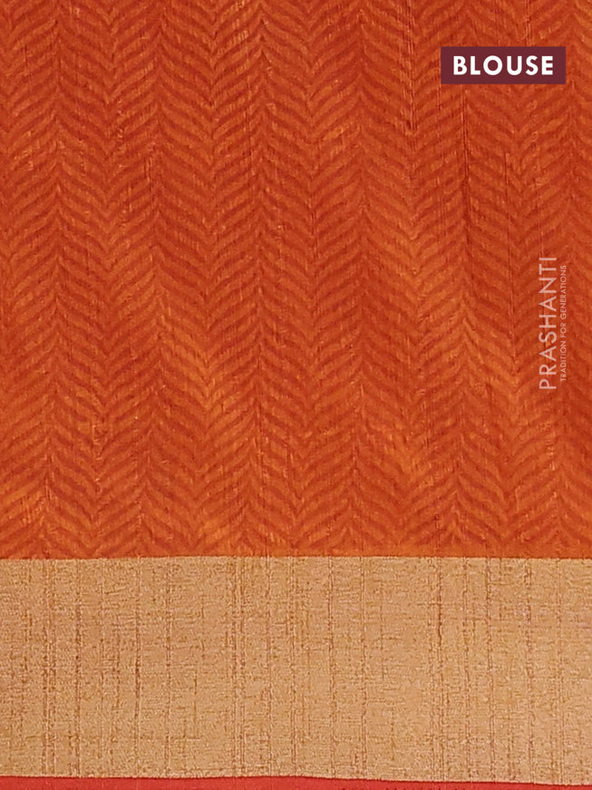 Semi tussar saree dark pink and rust shade with allover ikat butta weaves and zari woven border