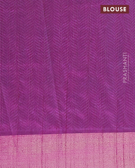 Semi tussar saree teal blue and purple with allover ikat butta weaves and zari woven border