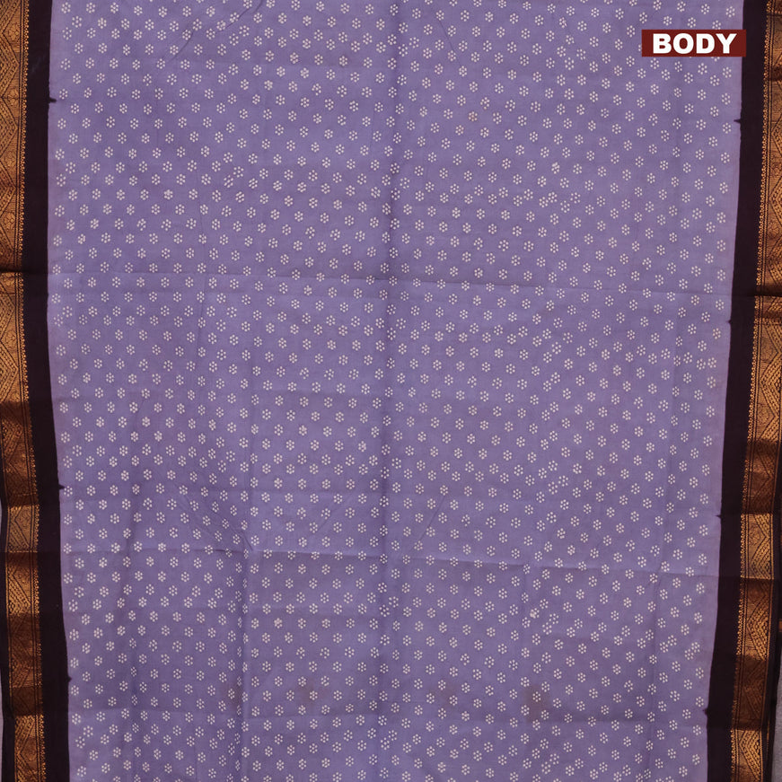 Sungudi cotton saree grey shade and deep jamun shade with allover butta prints and zari woven border without blouse