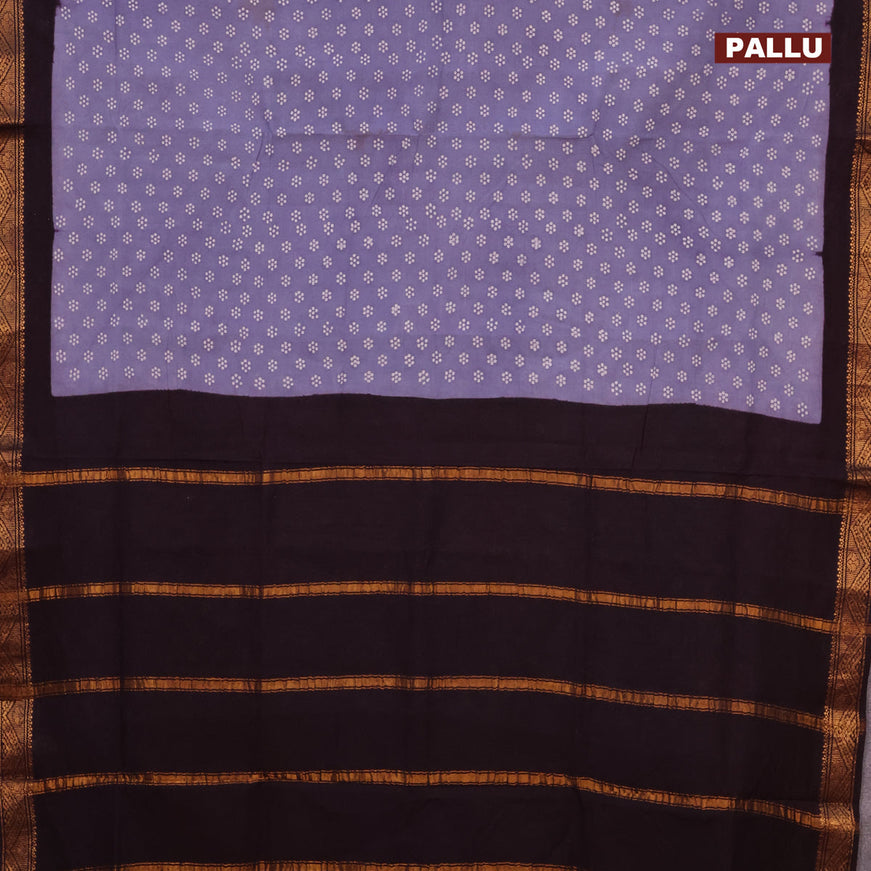 Sungudi cotton saree grey shade and deep jamun shade with allover butta prints and zari woven border without blouse