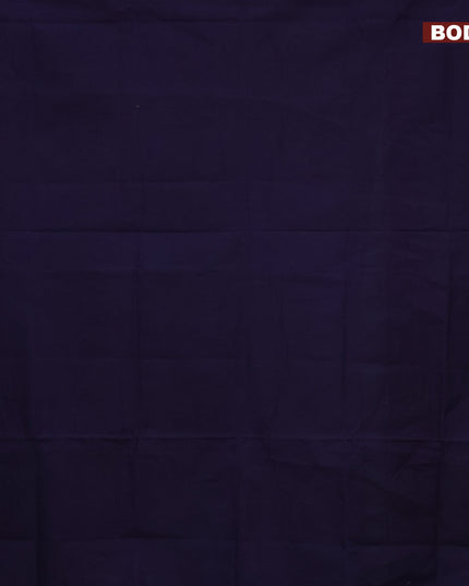 Sungudi cotton saree dark blue with plain body and zari woven border without blouse