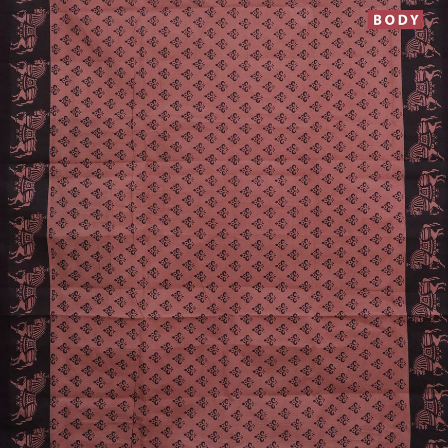 Sungudi cotton saree pastel brown and deep coffee brown with allover butta prints and printed border without blouse