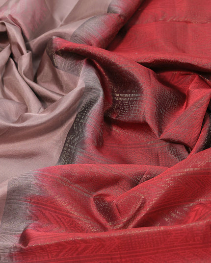 Pure soft silk saree pastel brown and maroon with allover thread & zari woven leaf buttas in borderless style