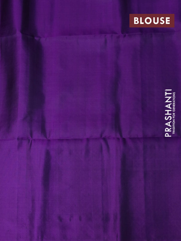 Pure soft silk saree teal blue and purple with allover thread weaves in borderless style