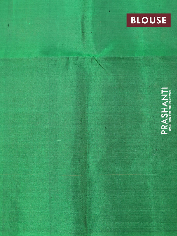 Pure soft silk saree dual shade of pink and green with zari woven buttas in boderless style