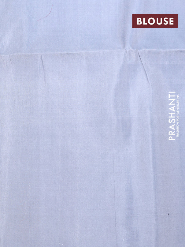 Pure soft silk saree pastel grey with allover silver zari woven brocade weaves and long silver zari woven border