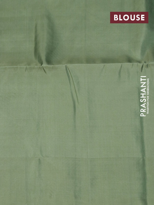 Pure soft silk saree green with allover silver zari woven brocade weaves and long silver zari woven border