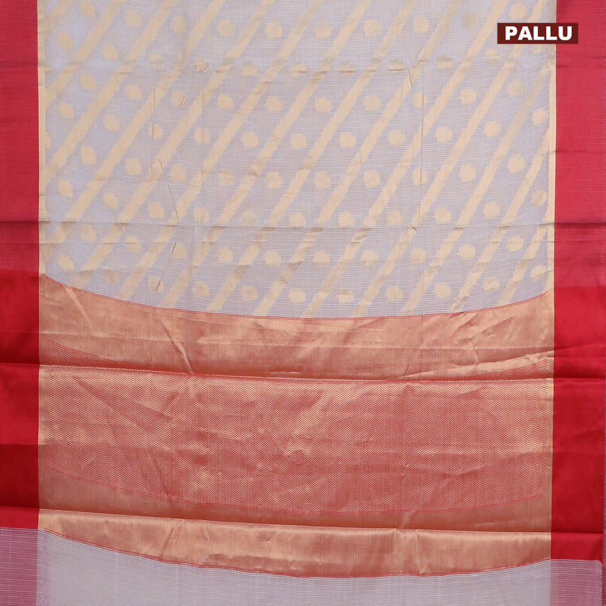 Banarasi kota saree off white and maroon with allover zari weaves & buttas and zari woven simple border