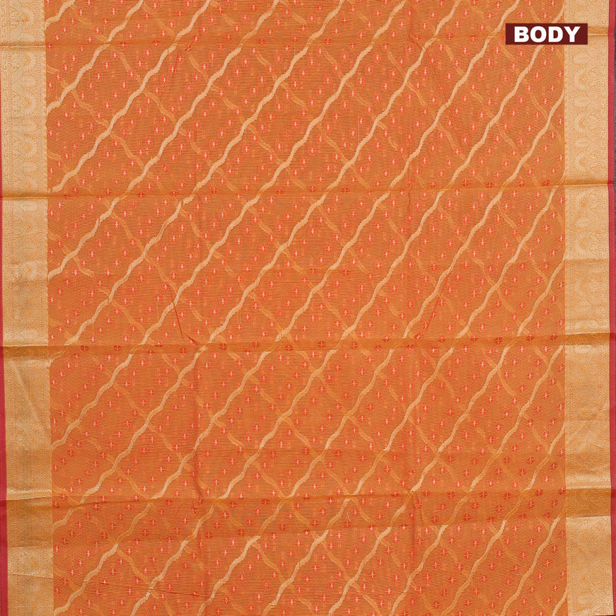 Banarasi kota saree orange and pink with allover thread & zari weaves and zari woven border