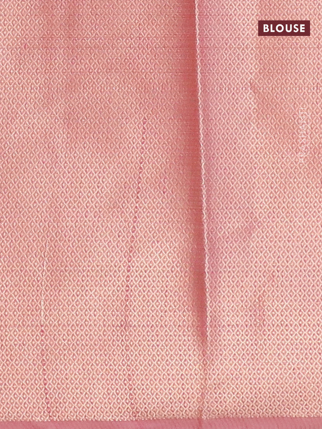 Banarasi kota saree pastel pink with allover thread & zari weaves and zari woven border