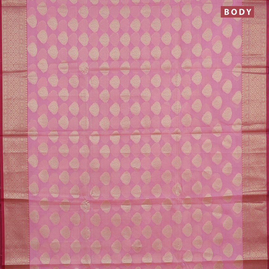 Banarasi kota saree light pink and pink with zari woven floral buttas and zari woven border
