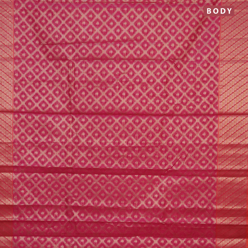 Banarasi kota saree pink and orange with allover zari weaves and zari woven border