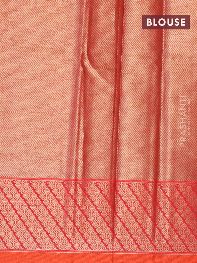 Banarasi kota saree red and orange with allover zari weaves and zari woven border