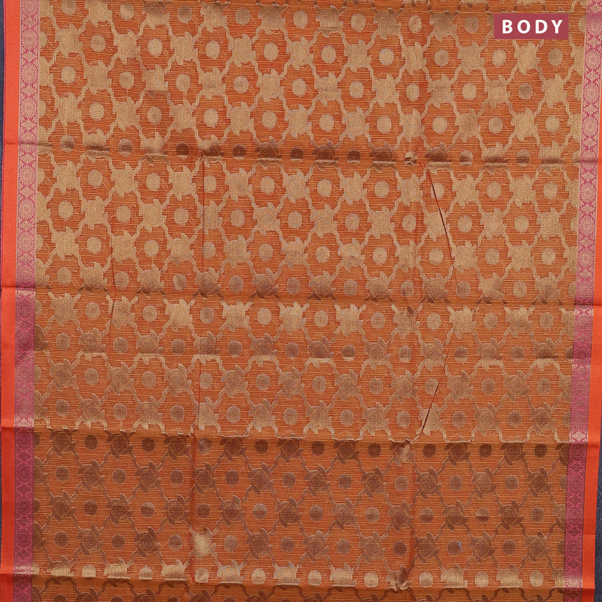 Banarasi kota saree mustard shade and pink with allover zari weaves and zari woven border