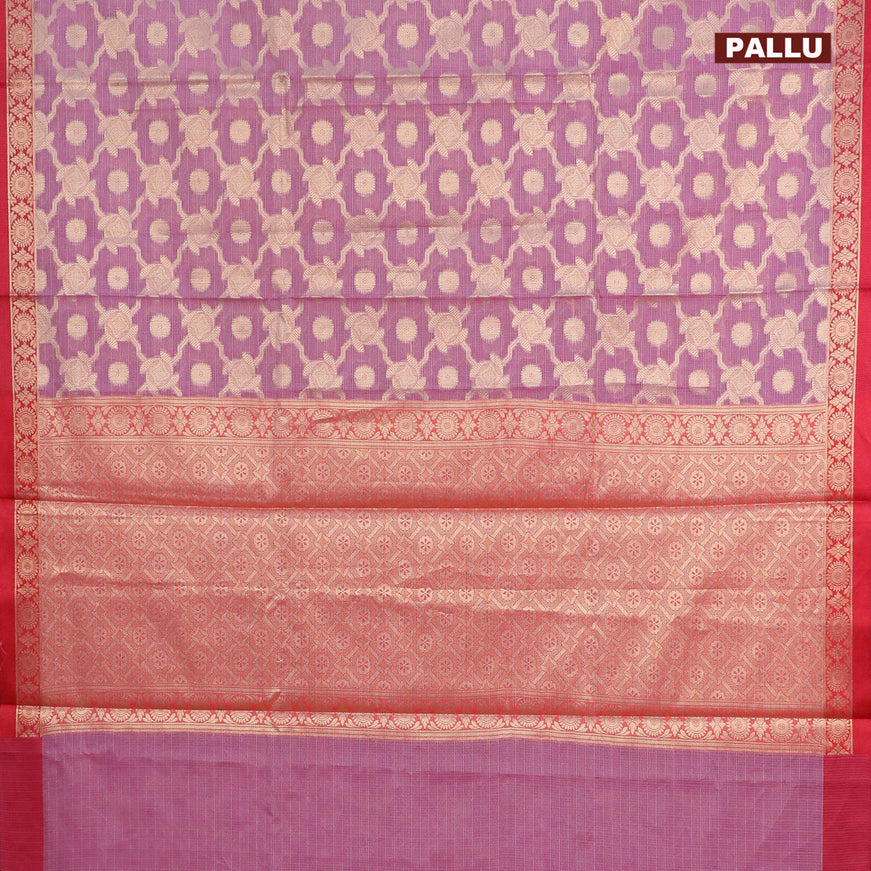 Banarasi kota saree purple and maroon with allover zari weaves and zari woven border