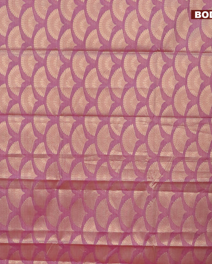 Banarasi kota saree pastel pink and maroon with zari woven buttas and zari woven simple border