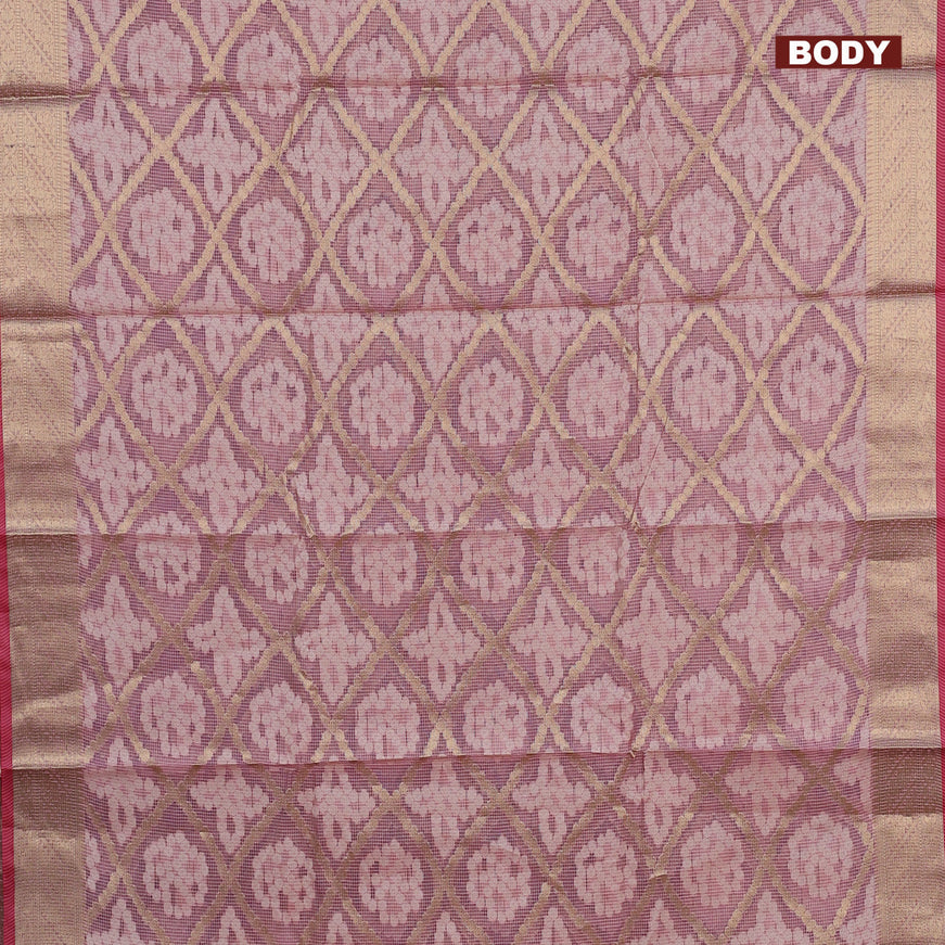 Banarasi kota saree pastel pink and pink with allover thread & zari weaves and zari woven border
