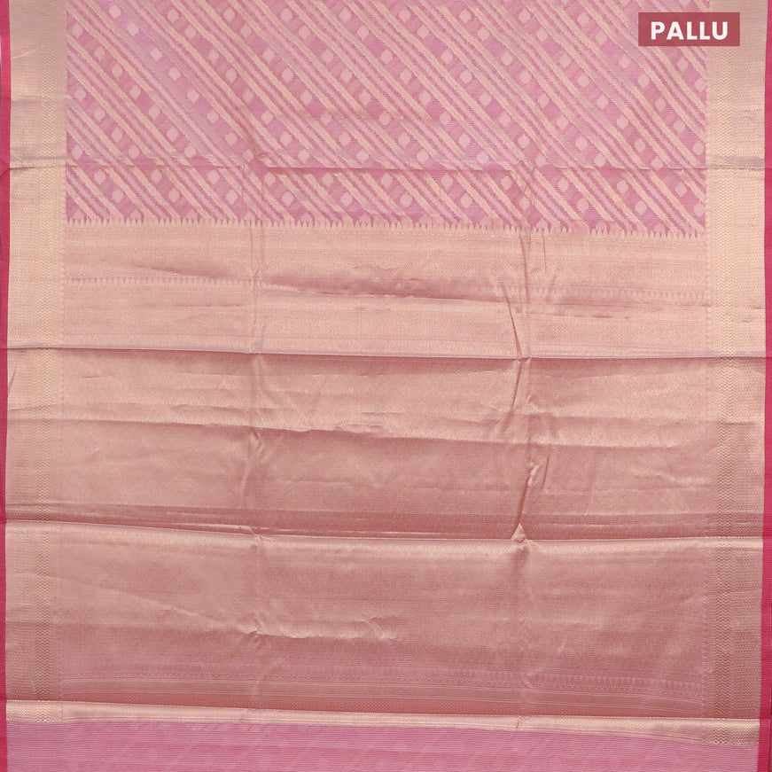 Banarasi kota saree pastel pink and pink with allover thread & zari weaves and zari woven border