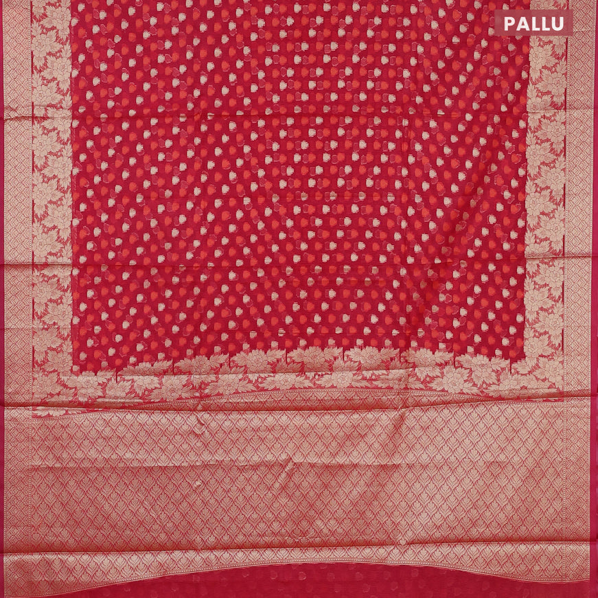 Banarasi kota saree pink with allover thread & zari woven butta weaves and floral zari woven border