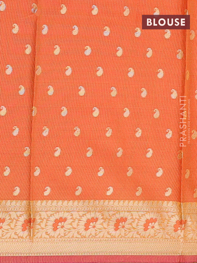 Banarasi kota saree mustard yellow and pink shade with allover thread & zari weaves and zari woven border