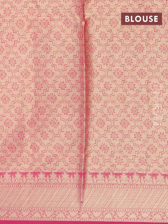 Banarasi kota saree pink with allover zari woven geometric weaves and zari woven border