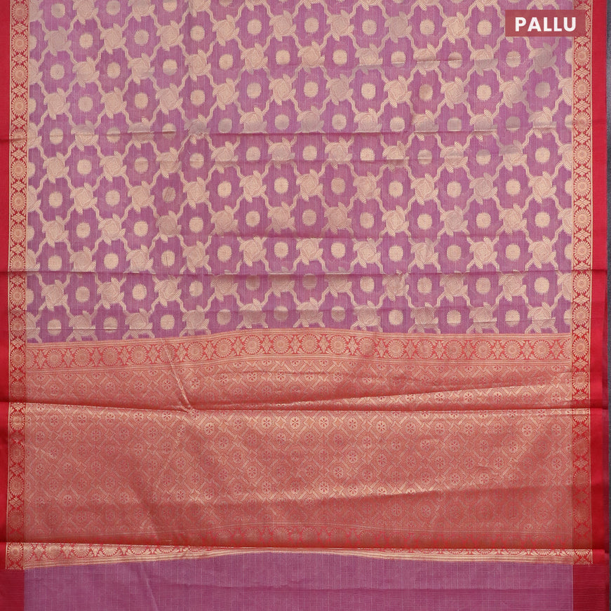 Banarasi kota saree mauve pink and maroon with allover zari weaves and zari woven border