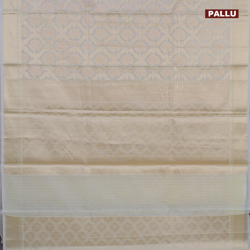 Banarasi kota saree off white with allover zari weaves and zari woven border