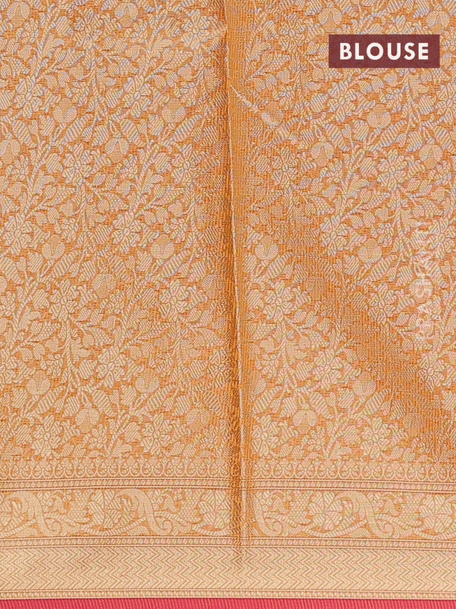Banarasi kota saree orange and pink with allover thread & zari woven floral weaves and zari woven border