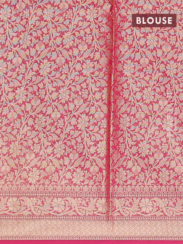 Banarasi kota saree pink with allover thread & zari woven floral weaves and zari woven border
