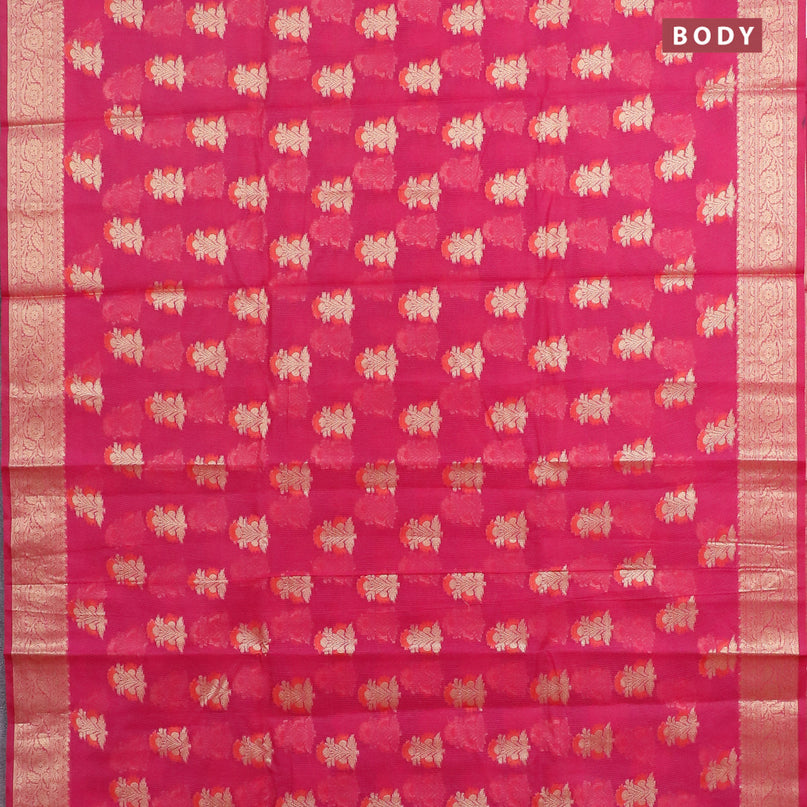 Banarasi kota saree pink with thread & zari woven floral buttas and zari woven border
