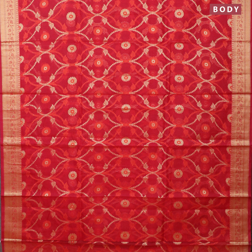 Banarasi kota saree dark pink with allover thread & zari weaves and zari woven border