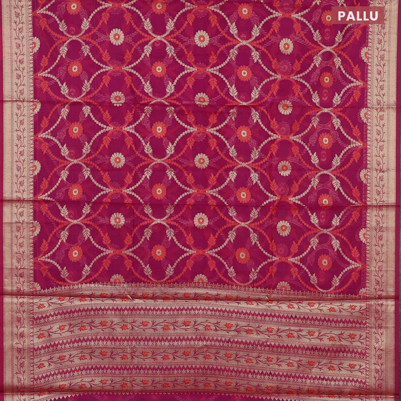 Banarasi kota saree purple with allover thread & zari weaves and zari woven border