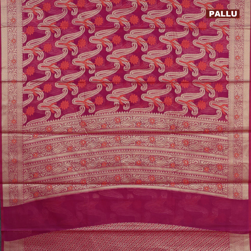 Banarasi kota saree purple with allover thread & zari woven paisley weaves and zari woven border