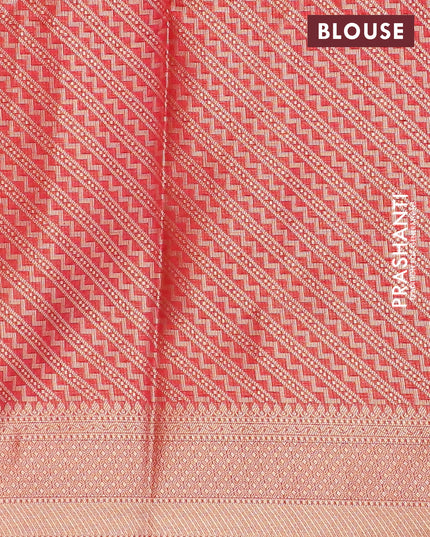 Banarasi kota saree reddish pink with allover thread & zari woven paisley weaves and zari woven border