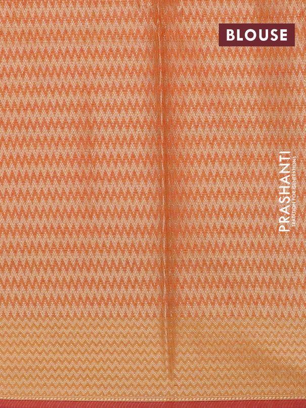 Banarasi kota saree orange and pink with allover thread & zari woven zig zag weaves and zari woven border