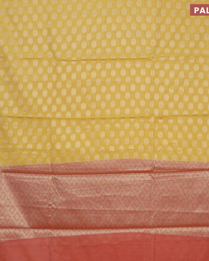 Banarasi kota saree yellow and red with zari woven buttas and zari woven border