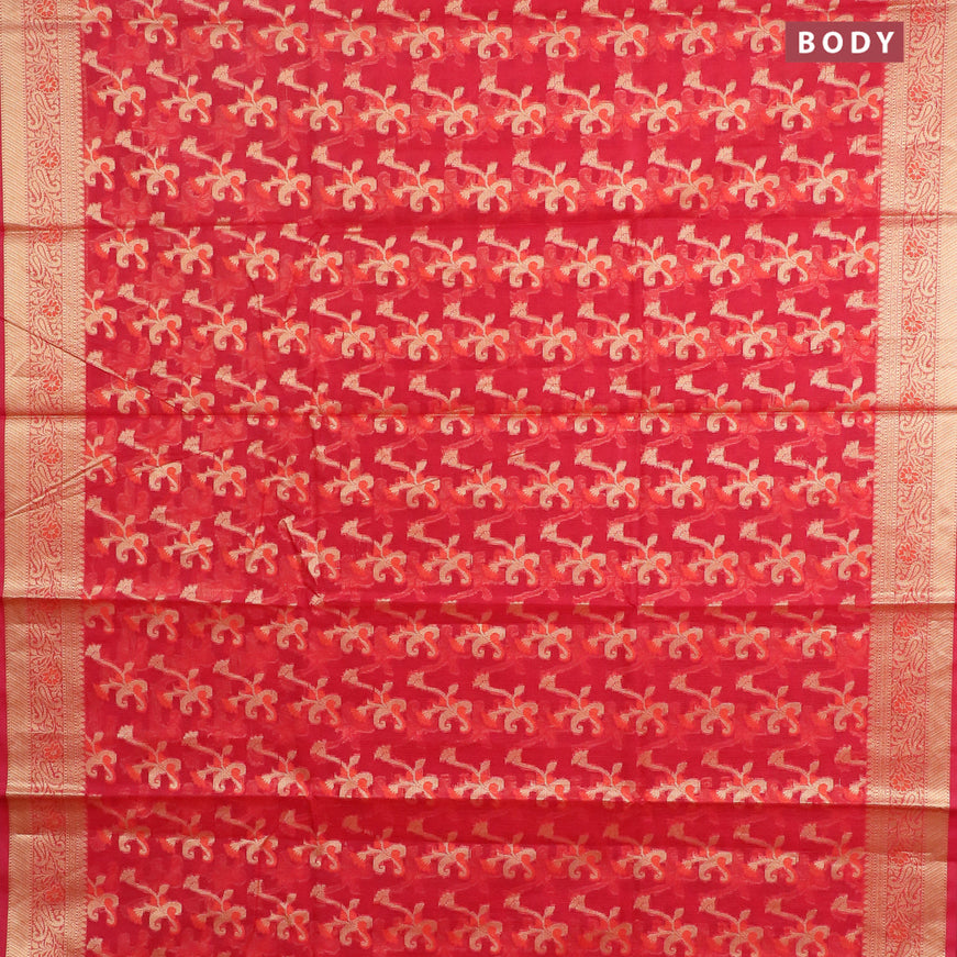 Banarasi kota saree red with allover thread & zari weaves and zari woven border