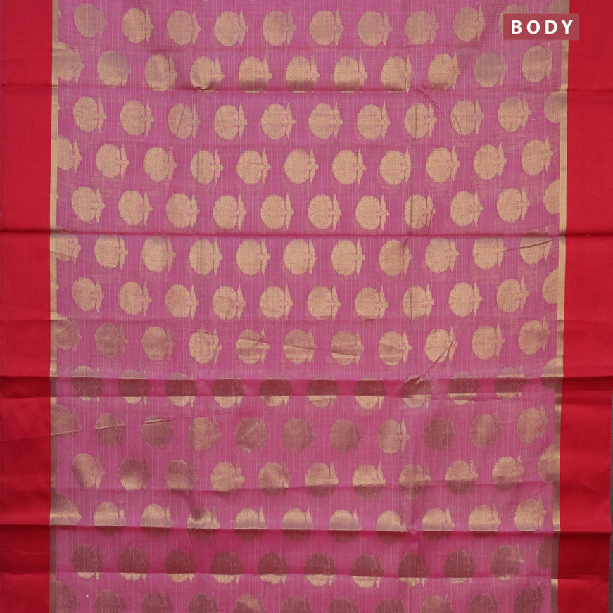 Banarasi kota saree pink and maroon with zari woven buttas and zari woven simple border