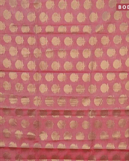 Banarasi kota saree pink shade and maroon with zari woven buttas and zari woven simple border