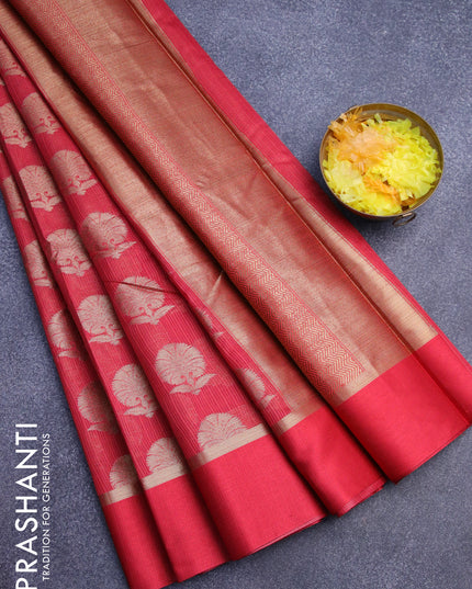 Banarasi kota saree maroon with zari woven buttas and zari woven simple border
