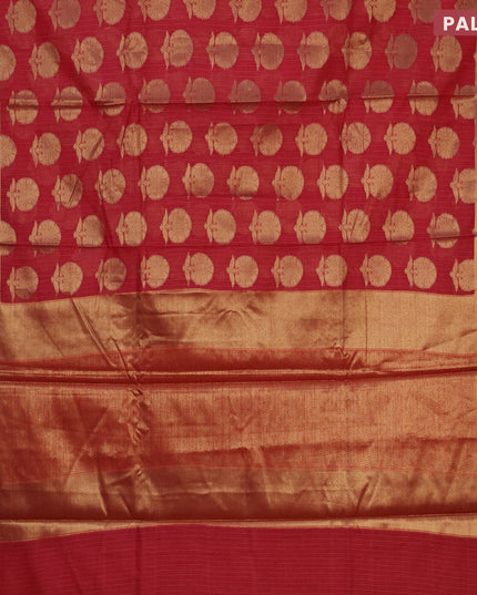 Banarasi kota saree maroon with zari woven buttas and zari woven simple border