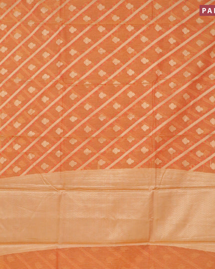 Banarasi kota saree orange with allover thread & zari weaves and zari woven border